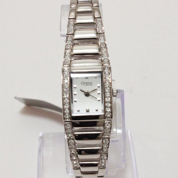 Caravelle Ladies Dress Watch By Bulova 56 Crystal Embedded Bezel & Bracelet 17mm main image 4